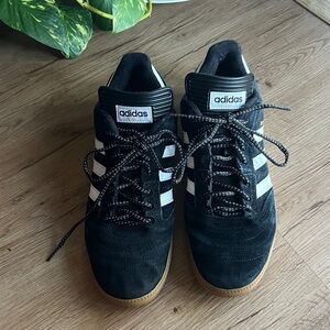 Adidas Busenitz Black and White with Tan Gum Sole Sneakers Size 11.5